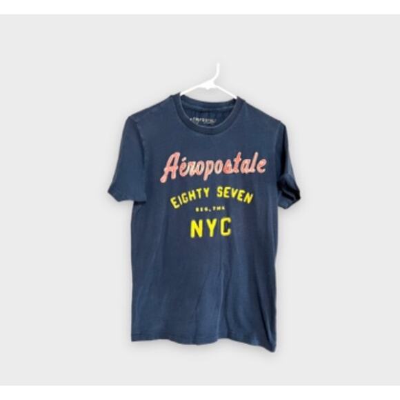Aeropostal NYC  TShirt  Mens Size Small Navy Blue Y2K Style - Picture 1 of 3